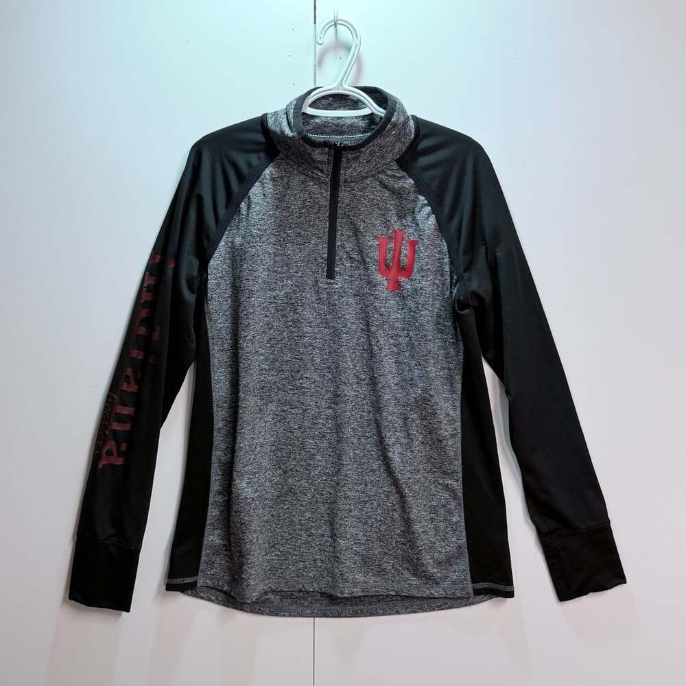 Camp David Indiana Hoosiers Quarter Zip Pullover Size XL Gray Black